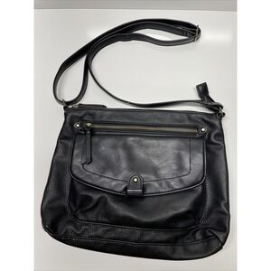 Everyday Crossbody Handbag Women Black Faux‎ Leather Lined Purse Shoulder Bag